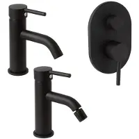 KIAMAMI VALENTINA Rubinetteria nera da bagno lavabo bidet doccia con deviatore | Fassa