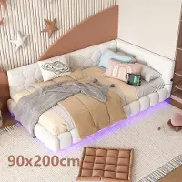 Aiorber Divano letto , 90x200cm, letto con rete a doghe (senza materasso), luce ambiente a 16 colori, connessione USB, Type-C, per piccoli appartamenti&stanze per ospiti, bianco