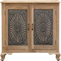 Marrakesch Orient & Mediterran Interior Cassettiera Abagail 92 cm realizzata a mano in teak con ornamenti
