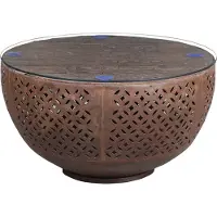 Marrakesch Orient & Mediterran Interior Tavolino rotondo Aaina 80 cm con struttura in metallo e legno riciclato