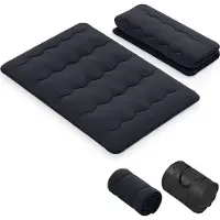 GIANTEX Materasso da pavimento 140x200 cm, materasso futon giapponese, materassino tatami pieghevole e portatile, materasso pieghevole con borsa da trasporto e copertura rimovibile, nero