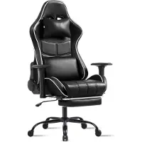 Aiorber Sedia da gioco , ergonomica, girevole a 360°, supporto lombare regolabile, sedia da ufficio, con poggiapiedi, per camera da letto, ufficio, 72x72x132cm, nero