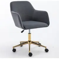 Aiorber Sedia da ufficio , sedie, con rivestimento in velluto, basi dorate, regolabile in altezza, girevole a 360°, rotelle antigraffio, per ufficio e studio, 58 x 58 x 86 cm