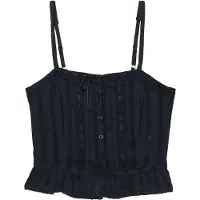 Superdry per donna. W6012218A Top camicetta pizzo marino (S), Casual, Cotone, Senza maniche / cinghie, Navy