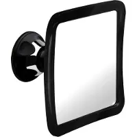 Markenlos Specchio da doccia con ventosa per la rasatura, infrangibile e ruotabile a 360°, ingrandimento 1x, 16 cm x 17 cm (nero)