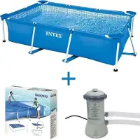 OEM Piscina con struttura in metallo 300x200x75 cm + pompa da 12 V - 2271 l/ora + copertura