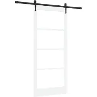 vidaXL Porta scorrevole , 93 x 211 cm, legno massello di pino e vetro, colore bianco