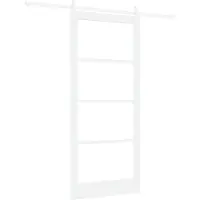 vidaXL Porta scorrevole ORKDAL Bianca 93 x 211 cm in legno massello di pino e vetro