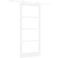 vidaXL Porta scorrevole ORKDAL, 93 x 211 cm, legno massello di pino e vetro, colore bianco