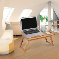 OEM Allecto Premium - Tavolo porta computer per letto e divano - Con funzione di riscaldamento - Ideale per leggere libri e guardare film - Colazione a letto - Pieghevole - Legno - 80 cm