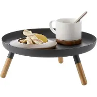 OEM Semplice battiscopa da tavolo in metallo, con gambe in legno, per piani di lavoro o pavimenti, nero