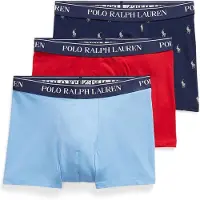 Ralph Lauren per uomo. 714830299207 Set 3 boxer di cotone elasticizzato blu, rosso, blu marino (S), Homewear, Multicolore, Navy