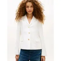 Tommy Hilfiger per donna. WW0WW49335 Blazer dal taglio slim con bottoni in oro bianco (42), Casual, Poliestere
