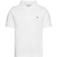 Gant unisex per bambino. 802546 Polo Shield Kids in piquet bianco (7/8años= 122/128cm), Casual, Cotone, Manica corta, moda per bambini