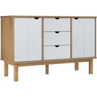 Syfax Credenza OTTA Marrone e Bianco 113,5x43x73 cm in Legno di Pino