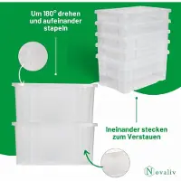 Novaliv Scatola con coperchio 15L trasparente Scatola di plastica impilabile Nestbar con chiusura a clip Scatola di plastica Eurobox senza BPA 41 x 29 x 20 cm
