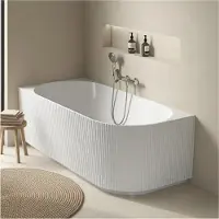 MOB-IN Vasca da bagno semi-isola in acrilico bianco con coste 170cm - Angolo sinistro STRIA