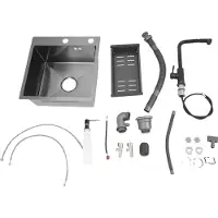 OEM Lavello da cucina, acciaio inox, vasca singola, nero