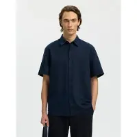 Selected Camicia In Misto Lino Uomini Blu XXL