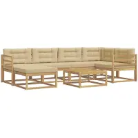 vidaXL Set da salotto da esterno , 7 pezzi, bianco e beige