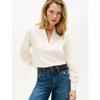 Tommy Hilfiger Poplin V-neck Blouse Calico Taglia: 38 | Maglie a manica lunga Outlet | Donna
