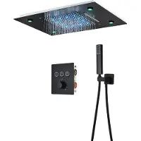 OEM Set di rubinetteria per doccia, finitura oro spazzolato, soffione a pioggia LED, set nero opaco