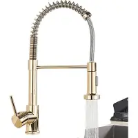 OEM Rubinetto da cucina, funzione spray estraibile, rotazione a 360 gradi, oro lucido