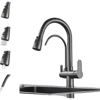 OEM Rubinetto, doppia maniglia, erogatore estraibile, grigio