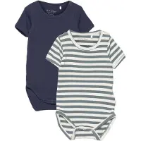 Minymo Kid's Body S/S (2-Pack) Intimo Bambini (68, turchese)