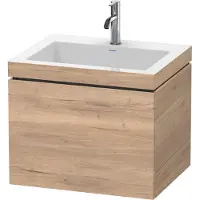 Duravit L-Cube c-bonded Ensemble suspendu, 1 tiroir, sans trop-plein, 1 trou pour robinet, 600x500x480mm, LC6916O5555, LC6916O5555