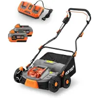 FUXTEC Arieggiatore a batteria 40V FX-E2VE38SET - 38cm di larghezza di taglio | 11Kg | 2x20V | 2in1 per scarificare e arieggiare | 45L di cesto per l'erba | altezza regolabile