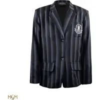Cinereplicas Mercoledì Nevermore Academy Giacca Blazer A Righe Nere Abito