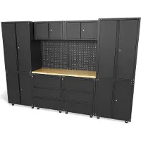 HBM Sistema di officina premium, 11 pezzi, nero opaco