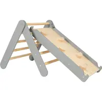 Meowbaby Struttura da arrampicata per bambini - Triangolo da arrampicata da interno con scivolo/parete da arrampicata, giochi Montessori e Pikler in legno, grigio