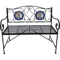 Axi Margot Panchina da giardino con mosaico in stile mediterraneo blu/giallo | Pancha da esterno in ferro con piastrelle in mosaico ceramico | Con schienale per 2 persone | 107 x 54 x 92 cm