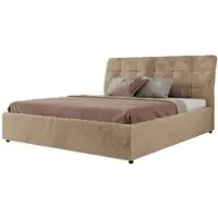 MKS Meble letto imbottito GALA CLASSIC letto a doghe pieghevole con contenitore 160x200 letti hotel camera da letto beige peluche