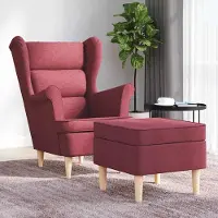 Prolenta Maison Exclusive - Poltrona con poggiapiedi in tessuto bordeaux