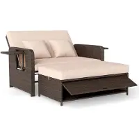 Costway Divano da giardino in polyrattan 3 in 1 con schienale regolabile e braccioli, lettino da giardino, lettino prendisole, lettino doppio con cuscini e vano portaoggetti