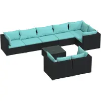 vidaXL Set da salotto da giardino 9 pezzi con cuscini in polirattan nero