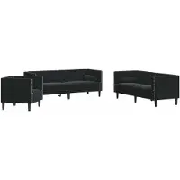 vidaXL Set di divani Chesterfield a 3 pezzi con imbottiture in velluto nero