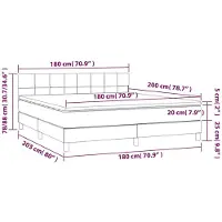 vidaXL Letto a molle con materasso nero 180x200 cm in velluto