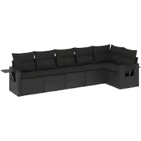 vidaXL Set di divani da giardino a 6 pezzi con cuscini in rattan nero
