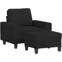 vidaXL Poltrona con sgabello nero 60 cm in tessuto
