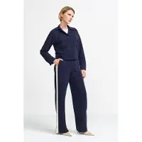 Rich & royal Scuba Wide Leg Pants With Gallon Striped Midnight Blue Taglia: S | Pantaloni da completo Outlet | Donna | Blu