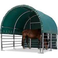 TOOLPORT Box Cavalli 3x3 m telo in PVC 2300 Newton tenda da pascolo - fissaggio per terreno - aperto sul davanti - verde