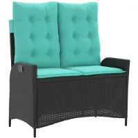 vidaXL Panchina da giardino regolabile con cuscini in Poly Rattan nero