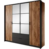 3Xeliving Armadio, finitura castano e antracite, modello 223, dimensioni 2 x 210 x 59 cm