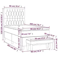 vidaXL Letto a molle con materasso nero 90x200 cm in tessuto