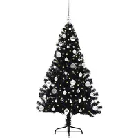 vidaXL Albero di Natale artificiale preilluminato nero 150 cm PVC
