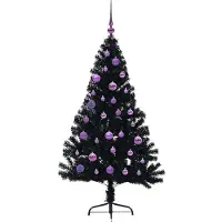 vidaXL Albero di Natale artificiale preilluminato nero 150 cm PVC